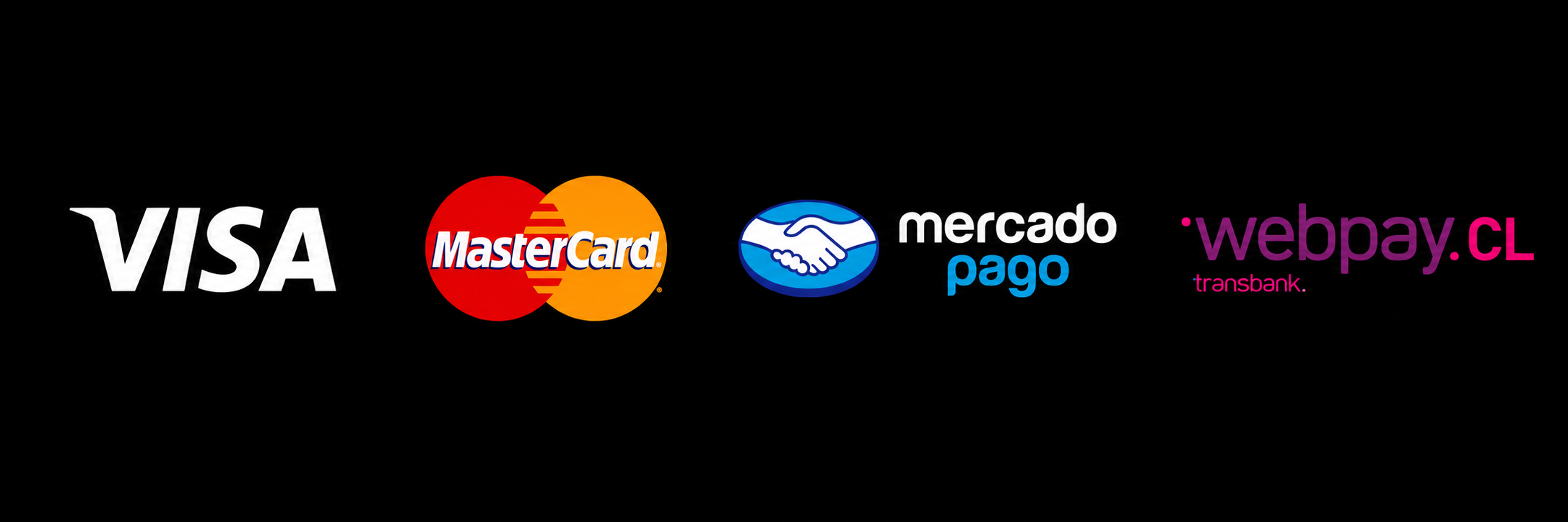 Visa, Mastercard, Mercado Pago y Webpay